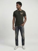 True Religion Men Green Abstract Regular Fit Polo T-Shirt