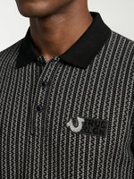 True Religion Men Black Abstract Regular Fit Polo T-Shirt