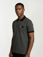 True Religion Men Black Abstract Regular Fit Polo T-Shirt