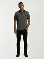 True Religion Men Black Abstract Regular Fit Polo T-Shirt