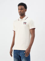 True Religion Men Cream Solid Regular Fit Polo T-Shirt