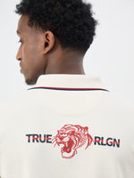 True Religion Men Cream Solid Regular Fit Polo T-Shirt