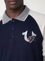 True Religion Men Navy Blue Solid Regular Fit Polo T-Shirt