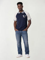 True Religion Men Navy Blue Solid Regular Fit Polo T-Shirt