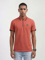 True Religion Men Orange Solid Regular Fit Polo T-Shirt