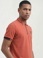 True Religion Men Orange Solid Regular Fit Polo T-Shirt