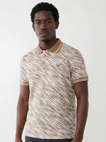 True Religion Men Beige Striped Regular Fit Polo T-Shirt