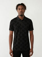 True Religion Men Black Printed Regular Fit Polo T-Shirt