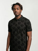 True Religion Men Black Printed Regular Fit Polo T-Shirt