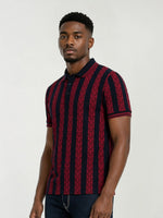 True Religion Men Red Striped Regular Fit Pure Cotton Polo T-Shirt