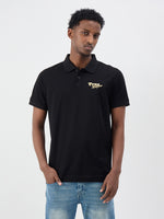 True Religion Men Black Solid Regular Fit Pure Cotton Polo T-Shirt