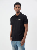 True Religion Men Black Solid Regular Fit Pure Cotton Polo T-Shirt