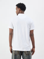 True Religion Men White Solid Regular Fit Pure Cotton Polo T-Shirt