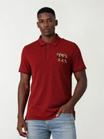 True Religion Men Maroon Solid Regular Fit Pure Cotton Polo T-Shirt