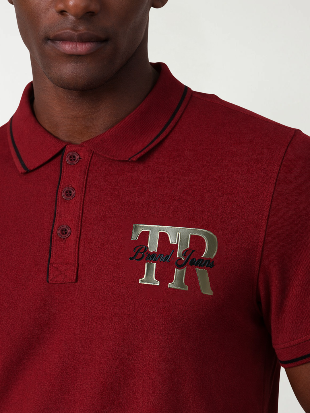 True Religion Men Maroon Solid Regular Fit Pure Cotton Polo T-Shirt