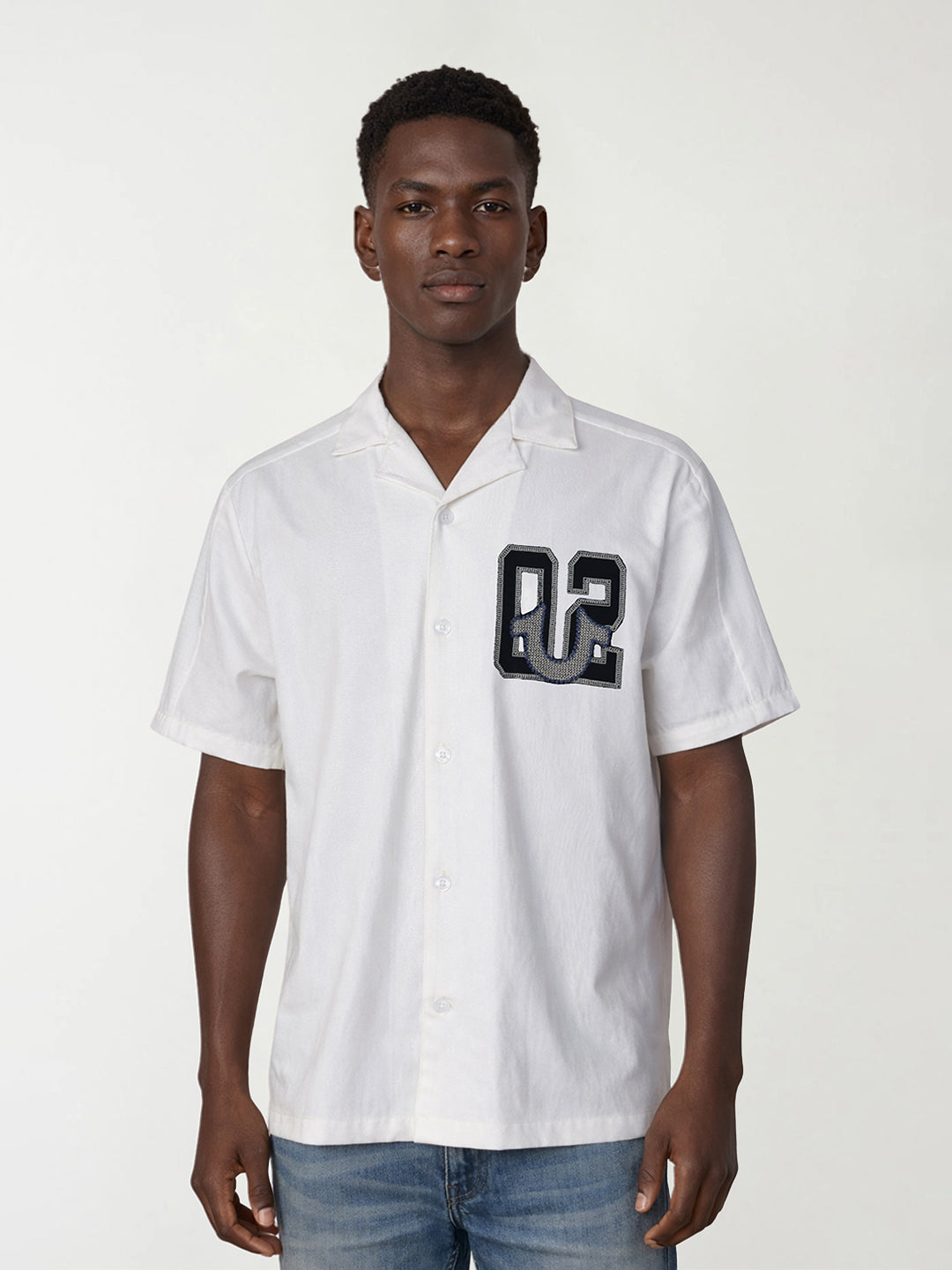 True Religion Men White Solid Boxy Fit Pure Cotton Shirt
