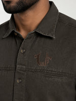 True Religion Men Green Solid Regular Fit Shirt