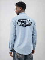 True Religion Men Blue Embroidered Regular Fit Shirt