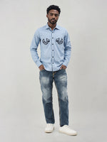 True Religion Men Blue Embroidered Regular Fit Shirt