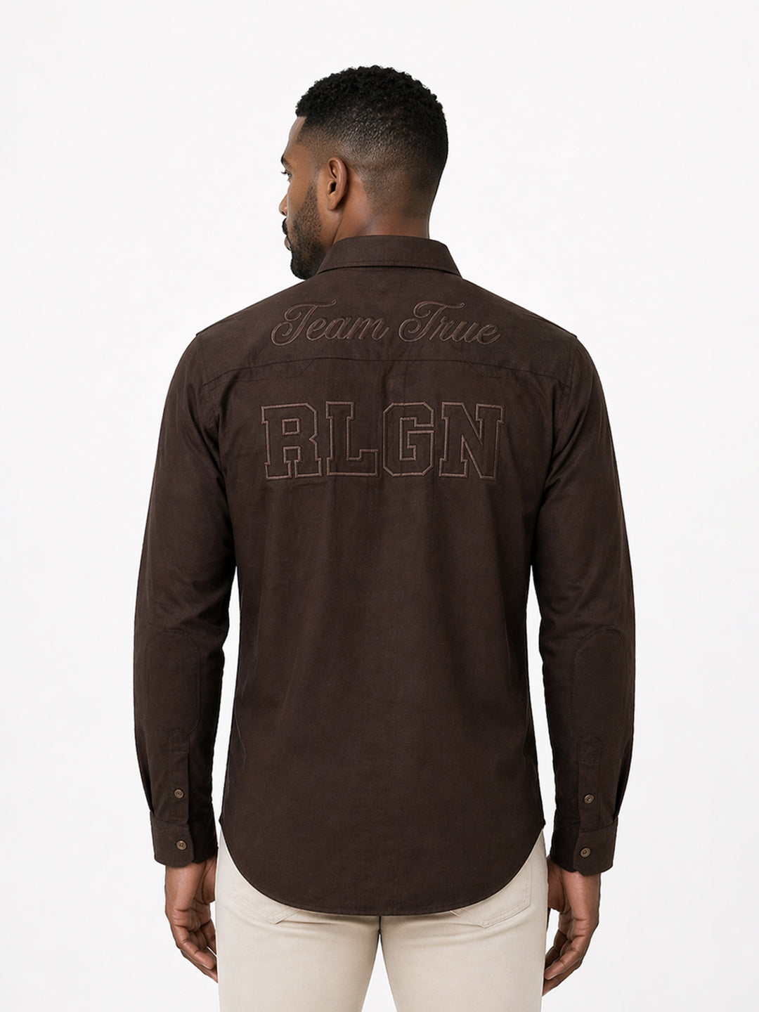 True Religion Men Brown Solid Regular Fit Shirt