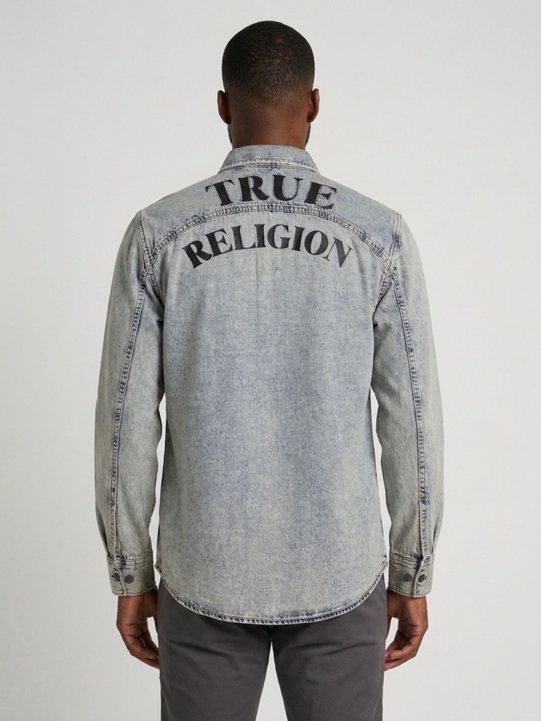 True Religion Men Grey Solid Regular Fit Shirt