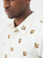 True Religion Men Cream Printed Regular Fit Pure Cotton Shirt