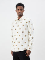 True Religion Men Cream Printed Regular Fit Pure Cotton Shirt