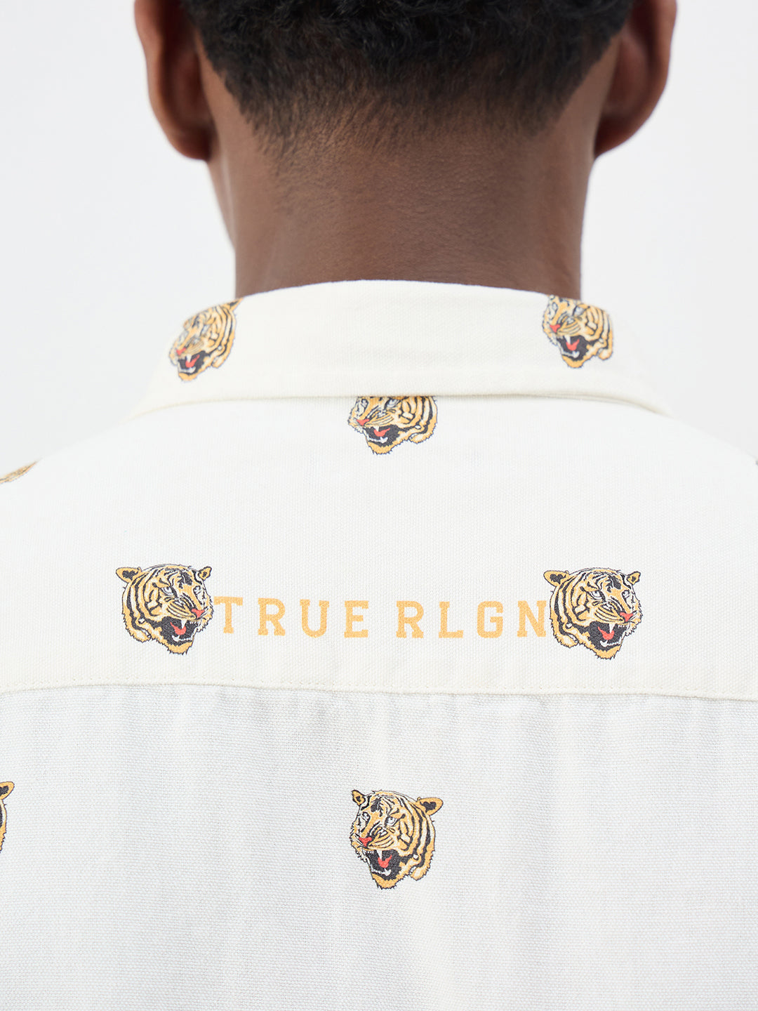 True Religion Men Cream Printed Regular Fit Pure Cotton Shirt