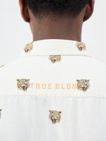 True Religion Men Cream Printed Regular Fit Pure Cotton Shirt