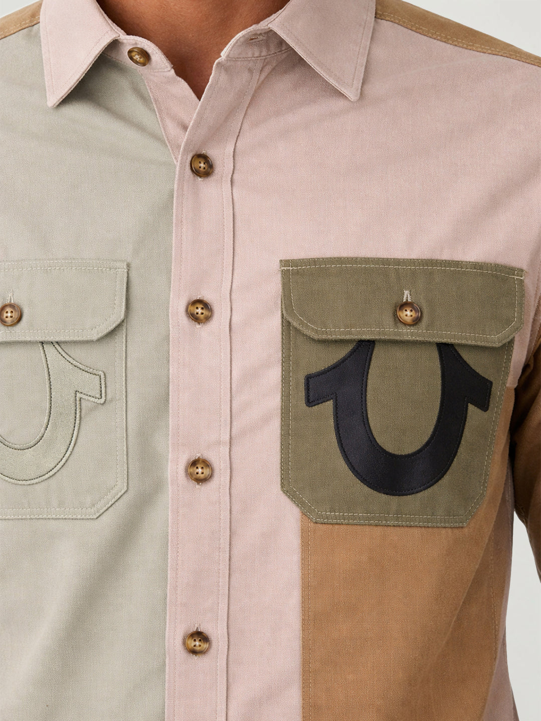 True Religion Men Beige Solid Regular Fit Shirt