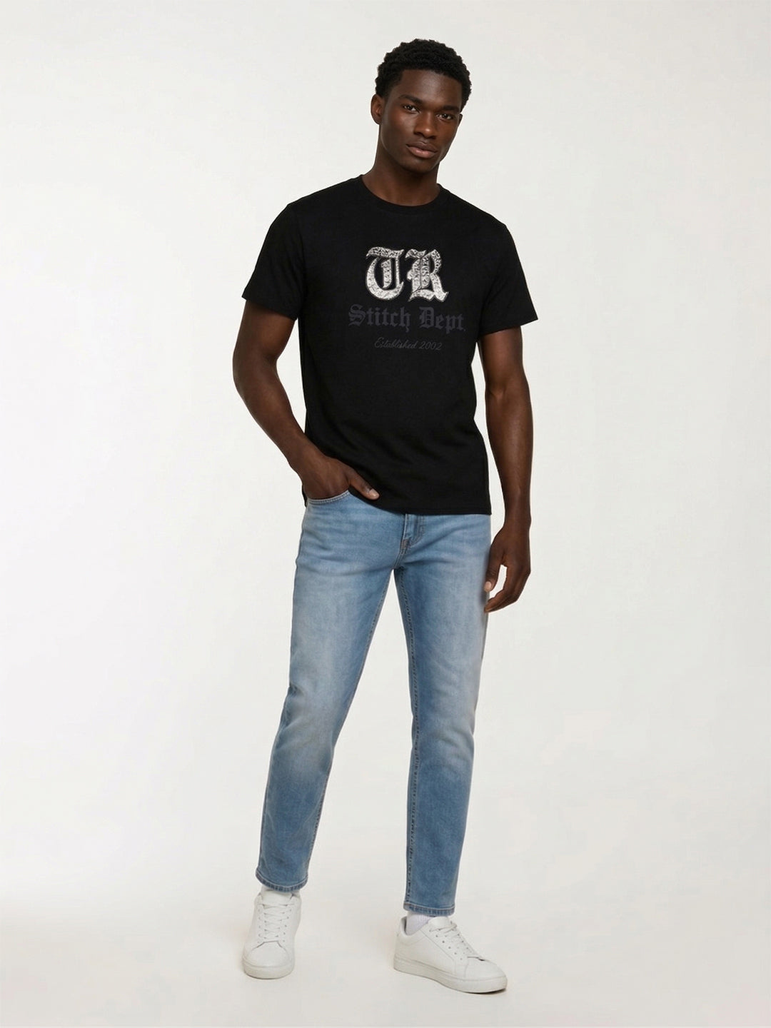 True Religion Men Black Printed Regular Fit T-Shirt