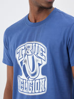 True Religion Men Blue Printed Regular Fit Pure Cotton T-Shirt