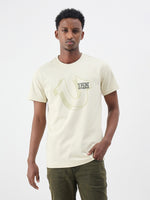 True Religion Men Cream Solid Regular Fit Pure Cotton T-Shirt