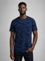 True Religion Men Blue Printed Regular Fit T-Shirt