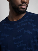 True Religion Men Blue Printed Regular Fit T-Shirt