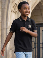 True Religion Boys Black Solid Regular Fit Pure Cotton Polo T-Shirt