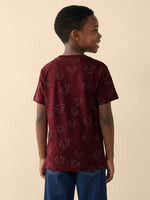 True Religion Boys Red Printed Regular Fit Pure Cotton T-Shirt