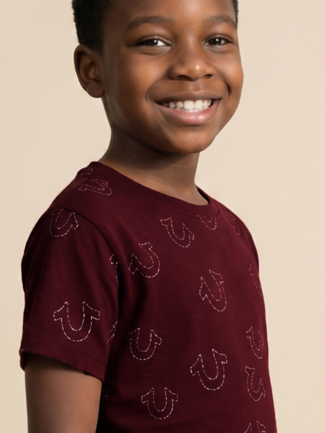 True Religion Boys Red Printed Regular Fit Pure Cotton T-Shirt
