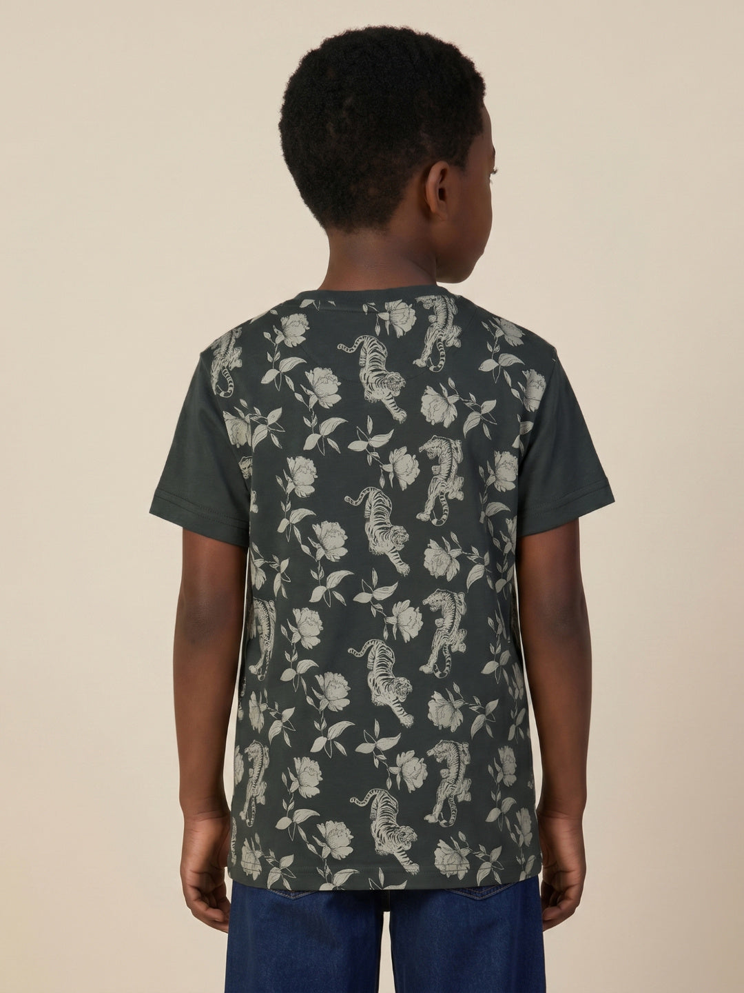 True Religion Boys Green Printed Regular Fit Pure Cotton T-Shirt