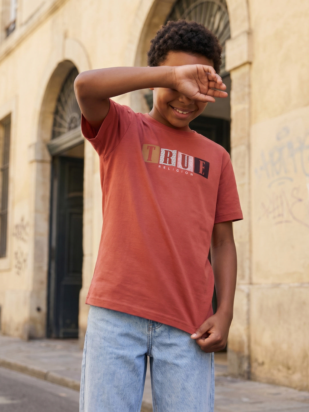 True Religion Boys Red Solid Regular Fit T-Shirt