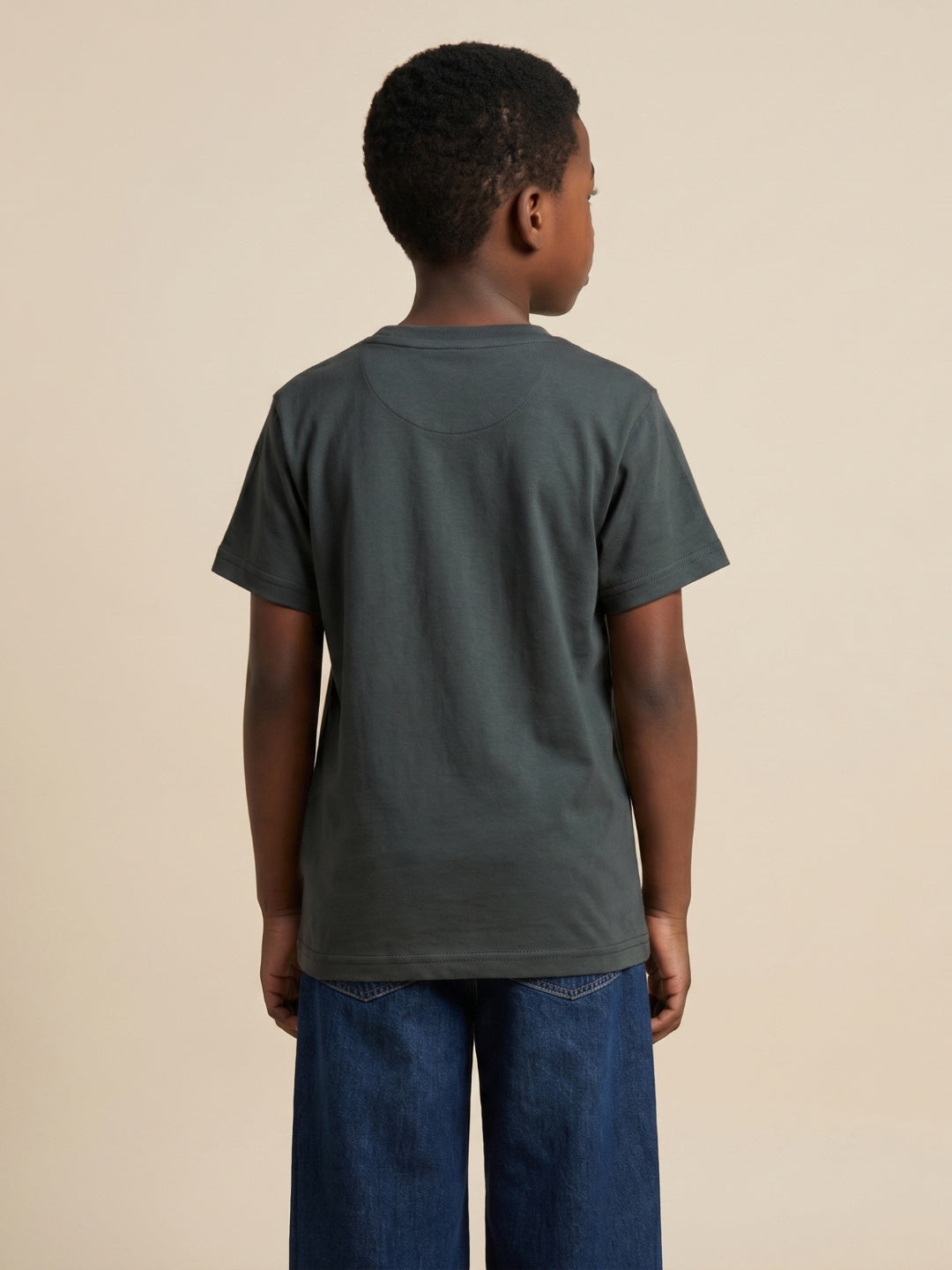 True Religion Boys Green Solid Regular Fit Pure Cotton T-Shirt