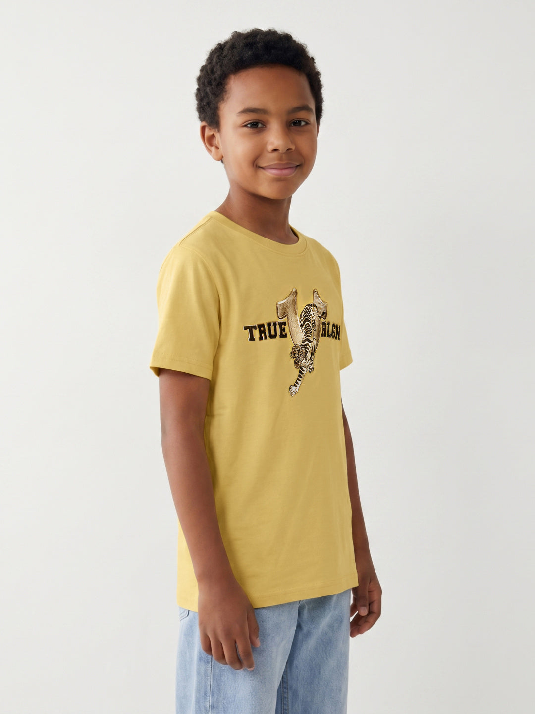 True Religion Boys Yellow Solid Regular Fit T-Shirt