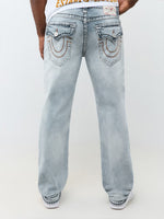 True Religion Men Ice Blue Ricky Super T Solid Straight Fit Jeans