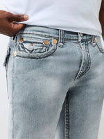 True Religion Men Ice Blue Ricky Super T Solid Straight Fit Jeans