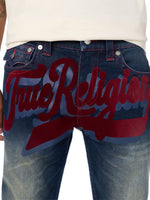True Religion Men Navy Blue Ricky SN Graphic Straight Fit Jeans
