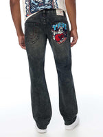 True Religion Men Ricky Super T Blue Solid Straight Fit Jeans