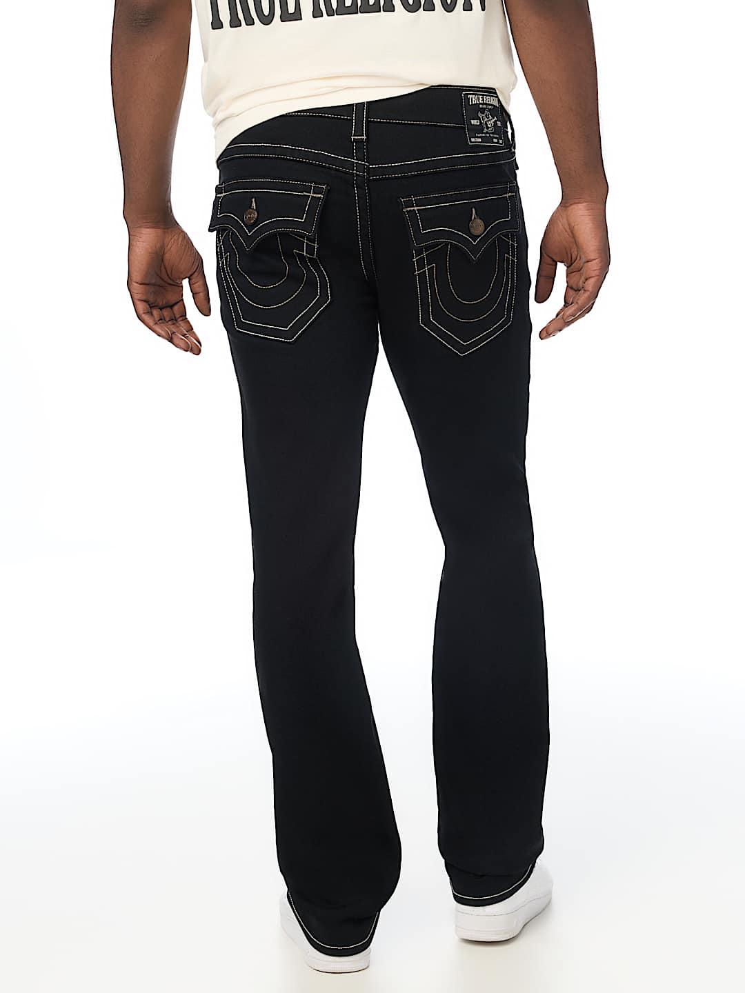 True Religion Men Black Solid Ricky SN Straight Fit Jeans