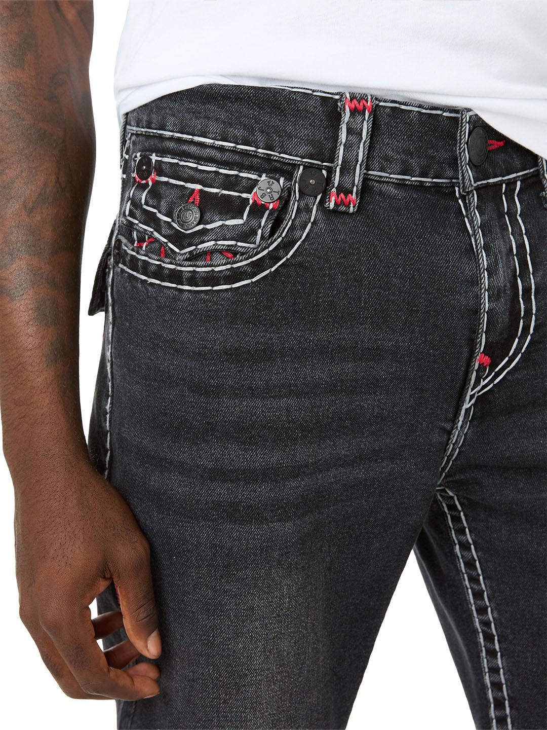 True Religion Black Ricky Super T Stretchable Straight Fit Jeans