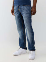 True Religion Men Blue Solid Ricky Super T Straight Fit Jeans