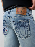 True Religion Men Blue Billy Super T Solid Bootcut Jeans